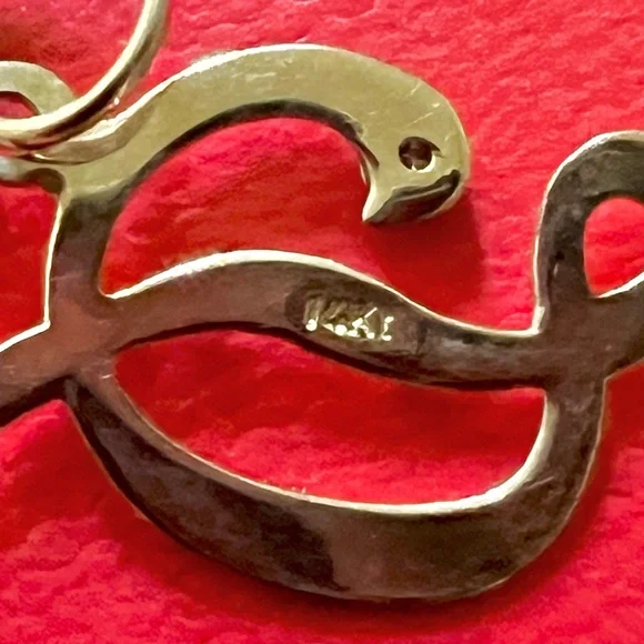 14K Yellow Gold D Initial Pendant with Diamond Accent - Picture 7 of 11